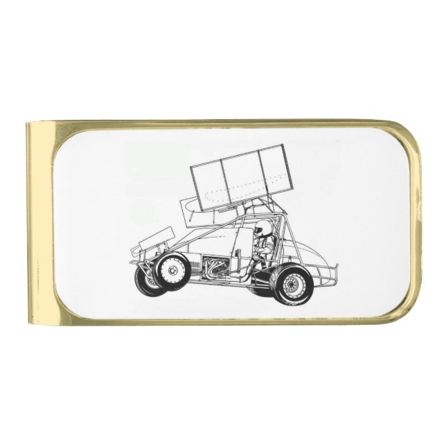 Sprint Car Gold Finish Money Clip (Front)