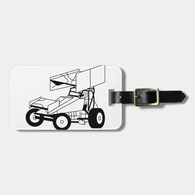 Sprint Car Outline Luggage Tag (Front Horizontal)