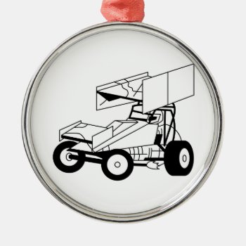 Sprint Car Outline Metal Ornament by Grandslam_Designs at Zazzle