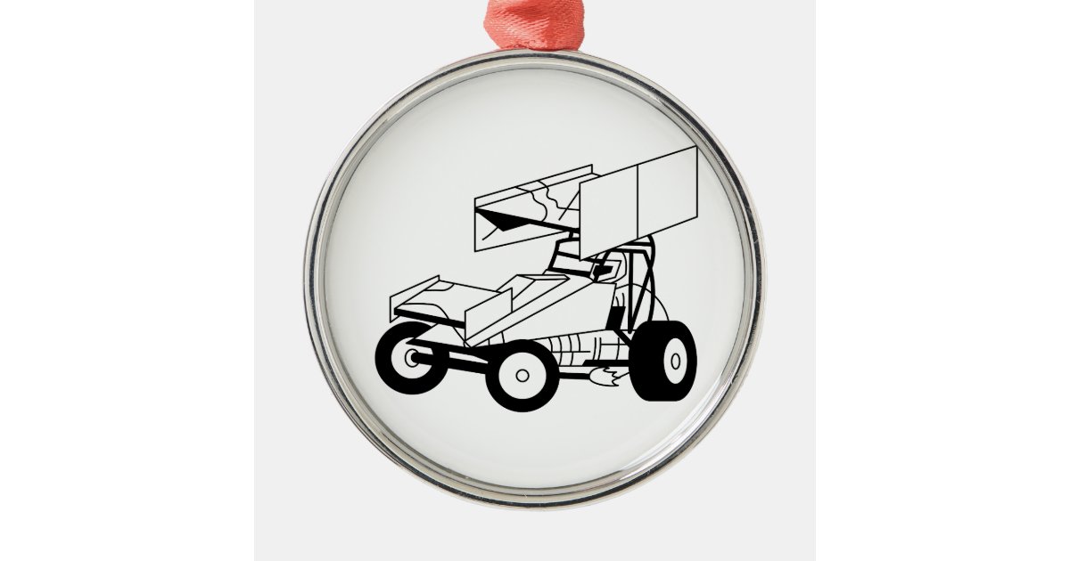 Sprint Car Outline Metal Ornament Zazzle