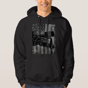 Sprint Car Racing Black Grey American Flag Dirt Tr Hoodie
