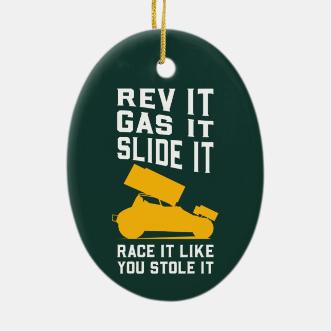 Sprint Car Racing Holiday Christmas Ceramic Ornament (Back)