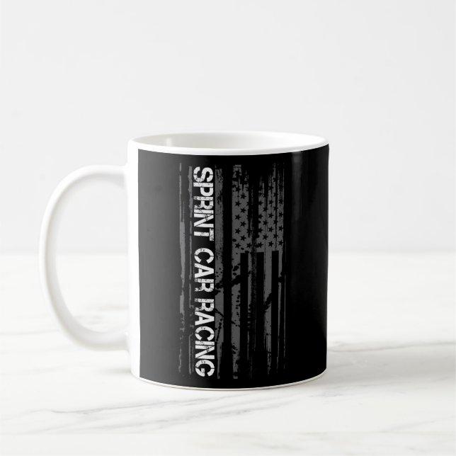 Sprint Car Racing Patriotic Us American Flag Coffee Mug (Left)