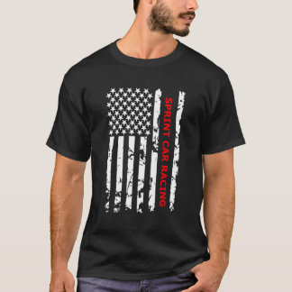 Sprint Car Racing Usa Flag T-Shirt