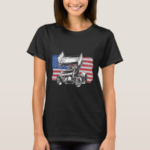 Sprint Car Racing Usa Flag T-Shirt