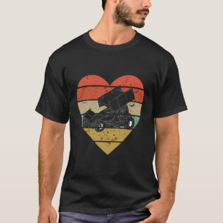 Sprint Car Racing Vintage Design Retro Racer Heart T-Shirt