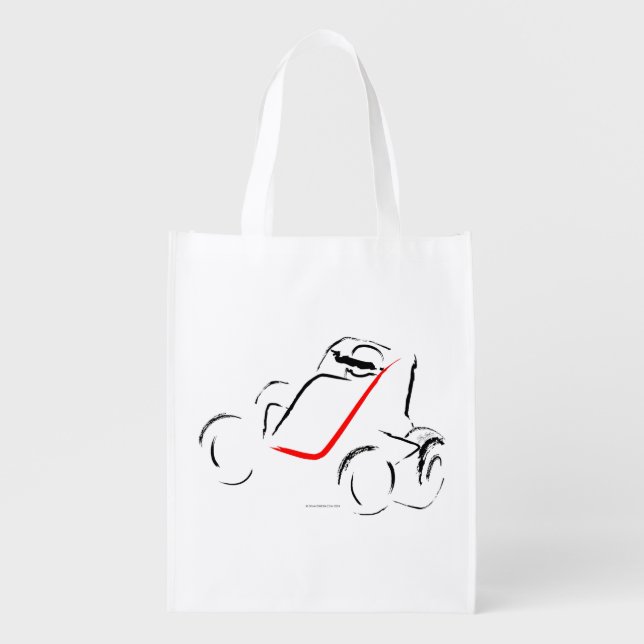 Sprintcar 01 Black and Red Grocery Bag (Front)