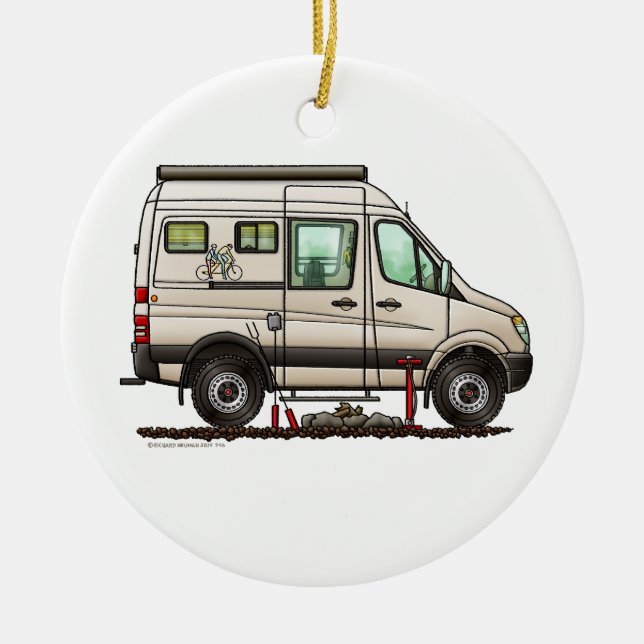 Sprinter Camper Van RV happy camper Ceramic Ornament (Front)