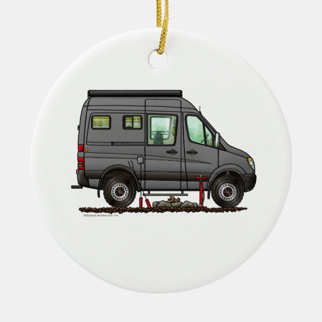 Sprinter Camper Van RV happy camper Ceramic Ornament (Front)