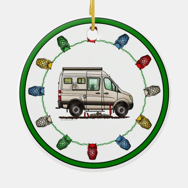 Sprinter Camper Van RV happy camper Ceramic Ornament (Back)