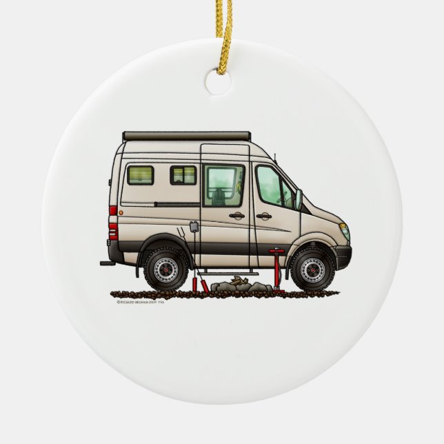 Sprinter Camper Van RV happy camper Ceramic Ornament (Front)