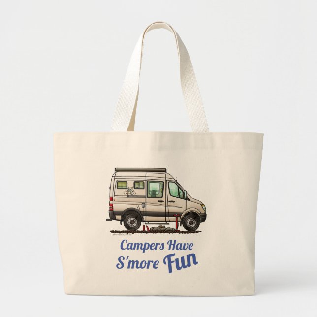 Sprinter Camper Van RV happy camper Large Tote Bag (Front)
