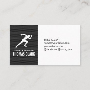 Sprinter | Sports Trainer (carbon Pattern) Business Card by lovely_businesscards at Zazzle