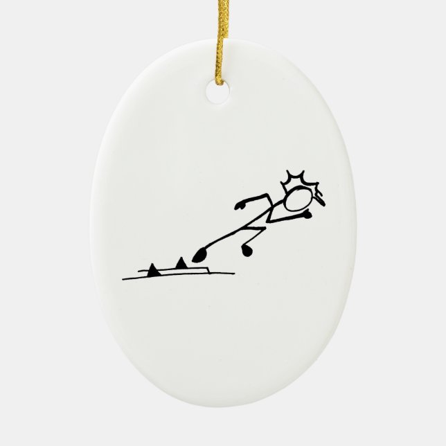 Sprinter Stickman Track and Field Ceramic Ornament (Front)