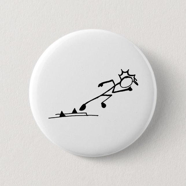 Sprinter Stickman Track and Field Pinback Button (Front)