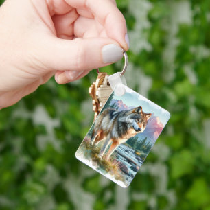 Sprit Animal Watercolor Wolf Quote Keychain
