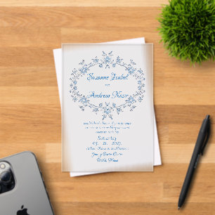 Spritely Blue Motif Frost Acrylic Wedd. Invitation