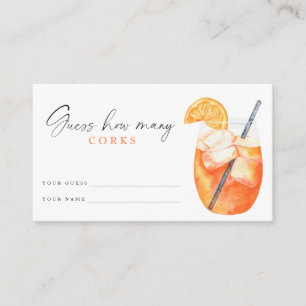 Spritz Bridal shower Guess how many corks Enclosure Card