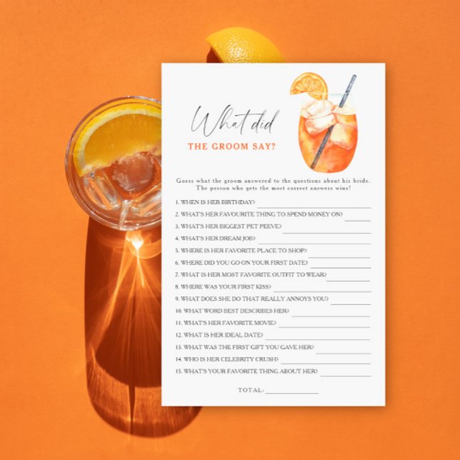 Spritz bridal shower What did the groom say  (Creator Uploaded)