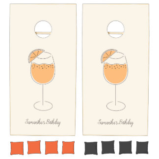 Spritz Bubbly Cocktail Birthday Party Cornhole Set