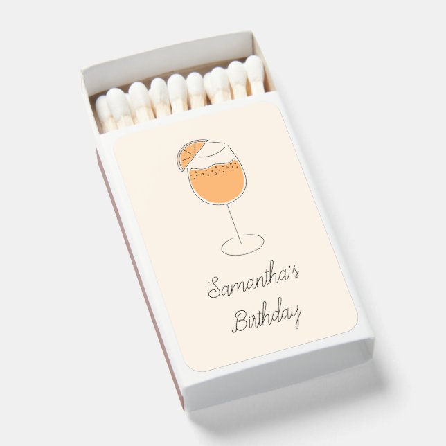Spritz Bubbly Cocktail Birthday Party Matchboxes (Front Open)