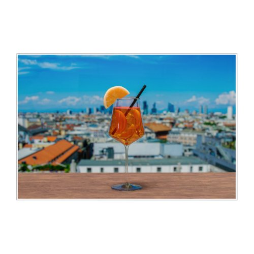 Spritz cocktail on a table with view of Milan Acrylic Print