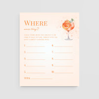 Spritz Drink Where Were They Bridal Shower Game