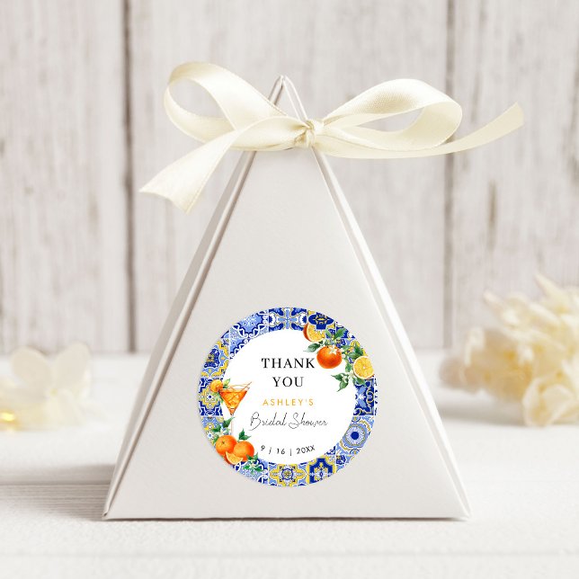 Spritz Mediterranean Arch Bridal Shower Classic Round Sticker (Creator Uploaded)