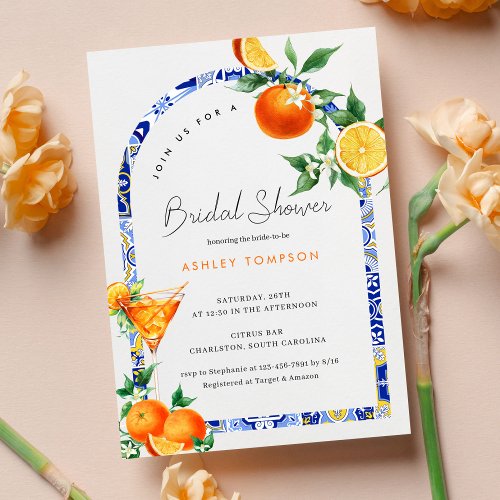 Spritz Mediterranean Boho Arch Bridal Shower Invitation