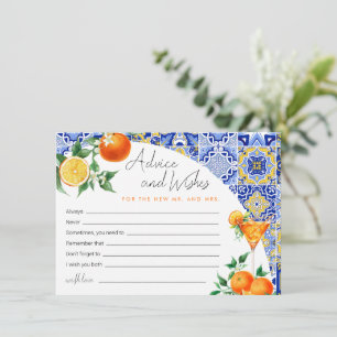 Spritz Mediterranean Bridal Shower Advice Card