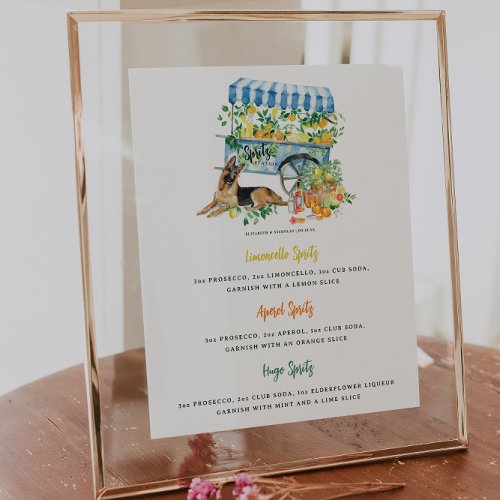 Spritz Station  Pet Portrait Drink Wedding Bar Poster