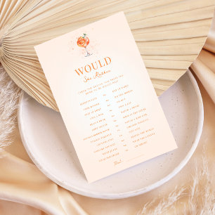 Spritz Theme Bridal Shower Would She Rather Game