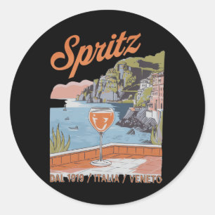 Spritz Veneto Italia Vintage Orange Wine Tail 3 Classic Round Sticker