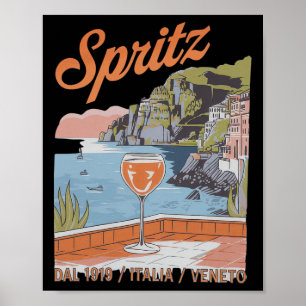 Spritz Veneto Italia Vintage Orange Wine Tail 3 Poster