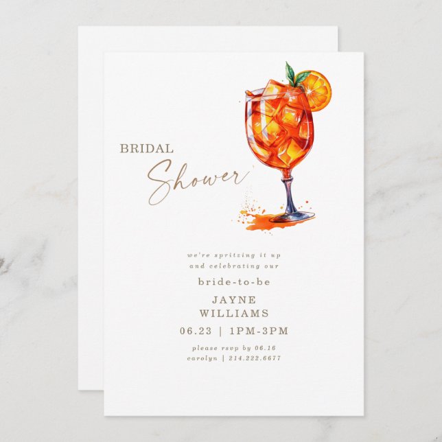 Spritzing it up Aperol Bridal Shower Invitation (Front/Back)