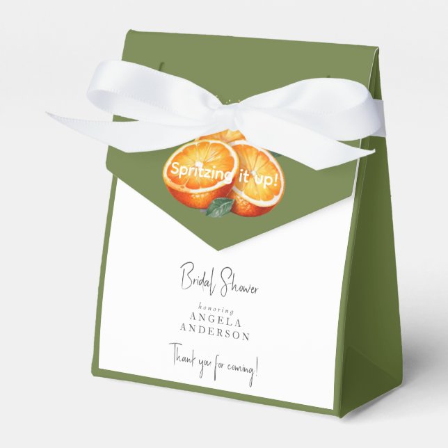 Spritzing it Up! Oranges Shower  Favor Boxes (Front Side)