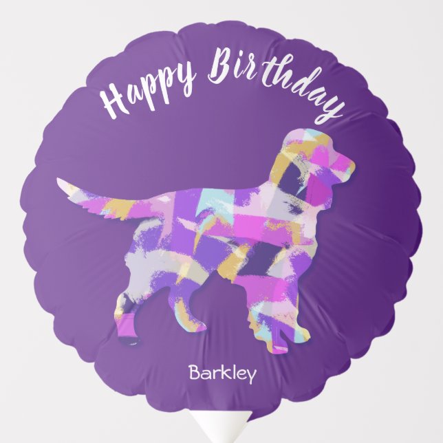 Sprocker Spaniel Dog Silhouette Cute Purple PY&B Balloon (Front)