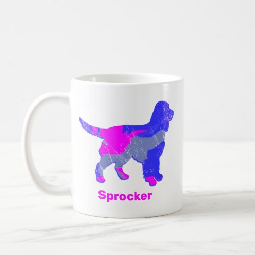 Sprocker Spaniel Dog Silhouette Hot Pink White Coffee Mug