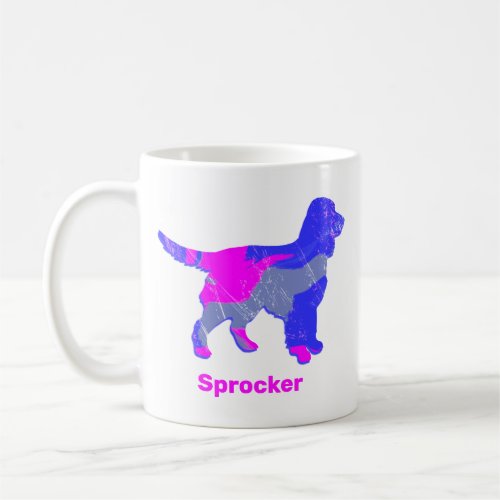 Sprocker Spaniel Dog Silhouette Hot Pink White Coffee Mug