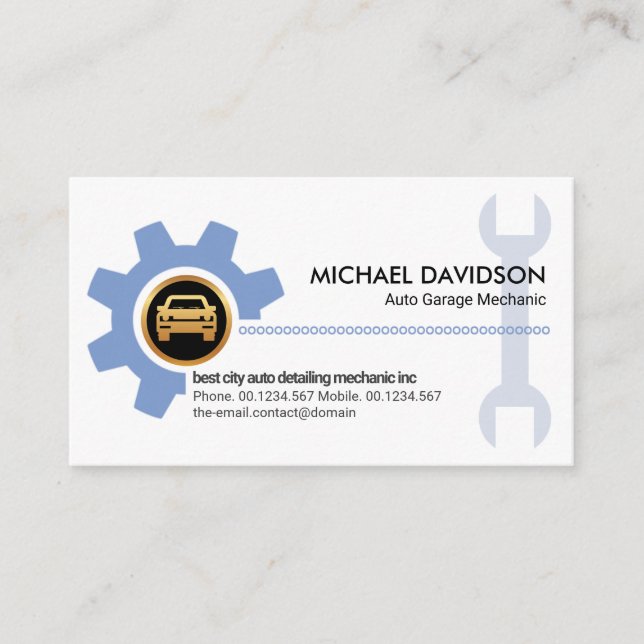 Sprocket Drive Chain Spanner Wrench Mechanic Business Card (Front)