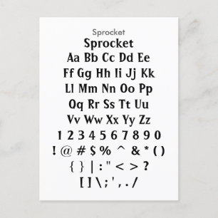 Sprocket - Zazzle Font Sampler Sheet Postcard