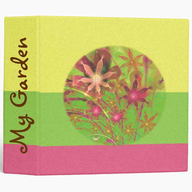 Sproingy Spring Flowers Fractal Art 3 Ring Binder (Front/Spine)