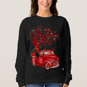 Sproodle Riding Red Truck Valentine Butterfly Hear Sweatshirt