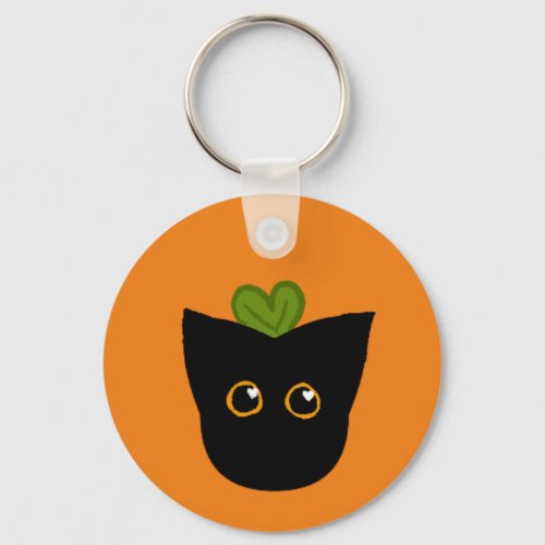 Sprout Black Cat Keychain
