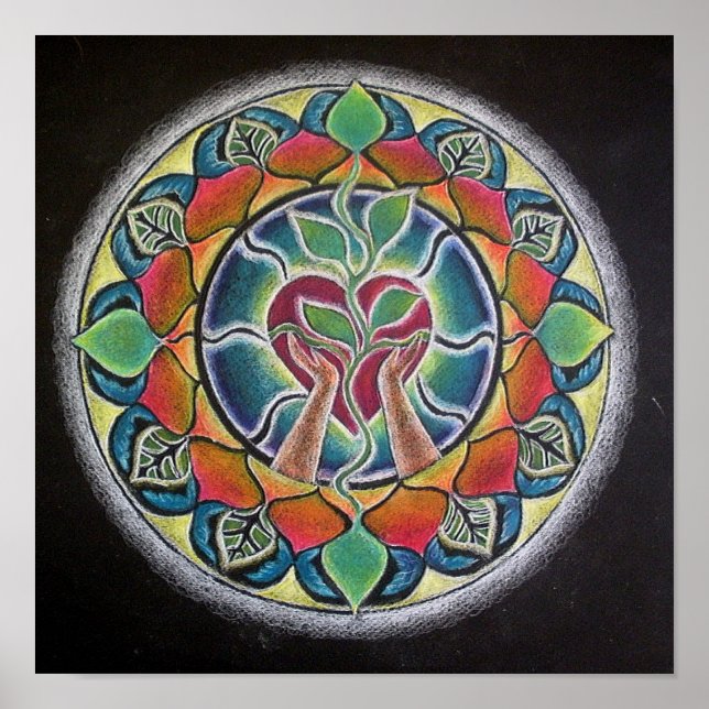 Sprouting Heart Mandala Poster (Front)