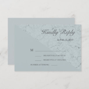 Spruce blue gray marble effect modern wedding rsvp invitation