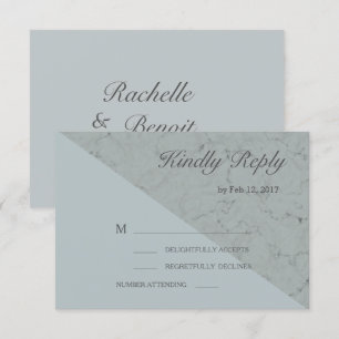 Spruce blue gray marble effect modern wedding rsvp invitation
