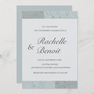 Spruce blue gray marble elegant modern wedding invitation