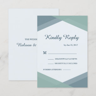 Spruce Blue Mint Geometric Modern Wedding RSVP Invitation