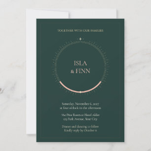 Spruce Blush Circle Frame Wedding Invitation